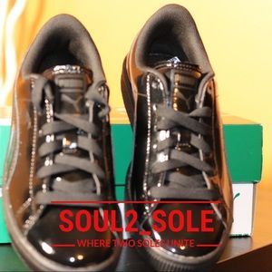 PUMA Black Patent  leather kids sz 2.5   NEW w/box